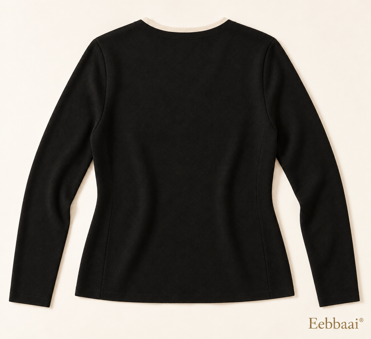 Eebbaai® Black Gold-Button Knit Cardigan — Complete back flat lay