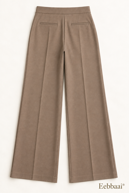 Eebbaai® Taupe Double-Pleat Tailored Trousers — Complete back flat lay